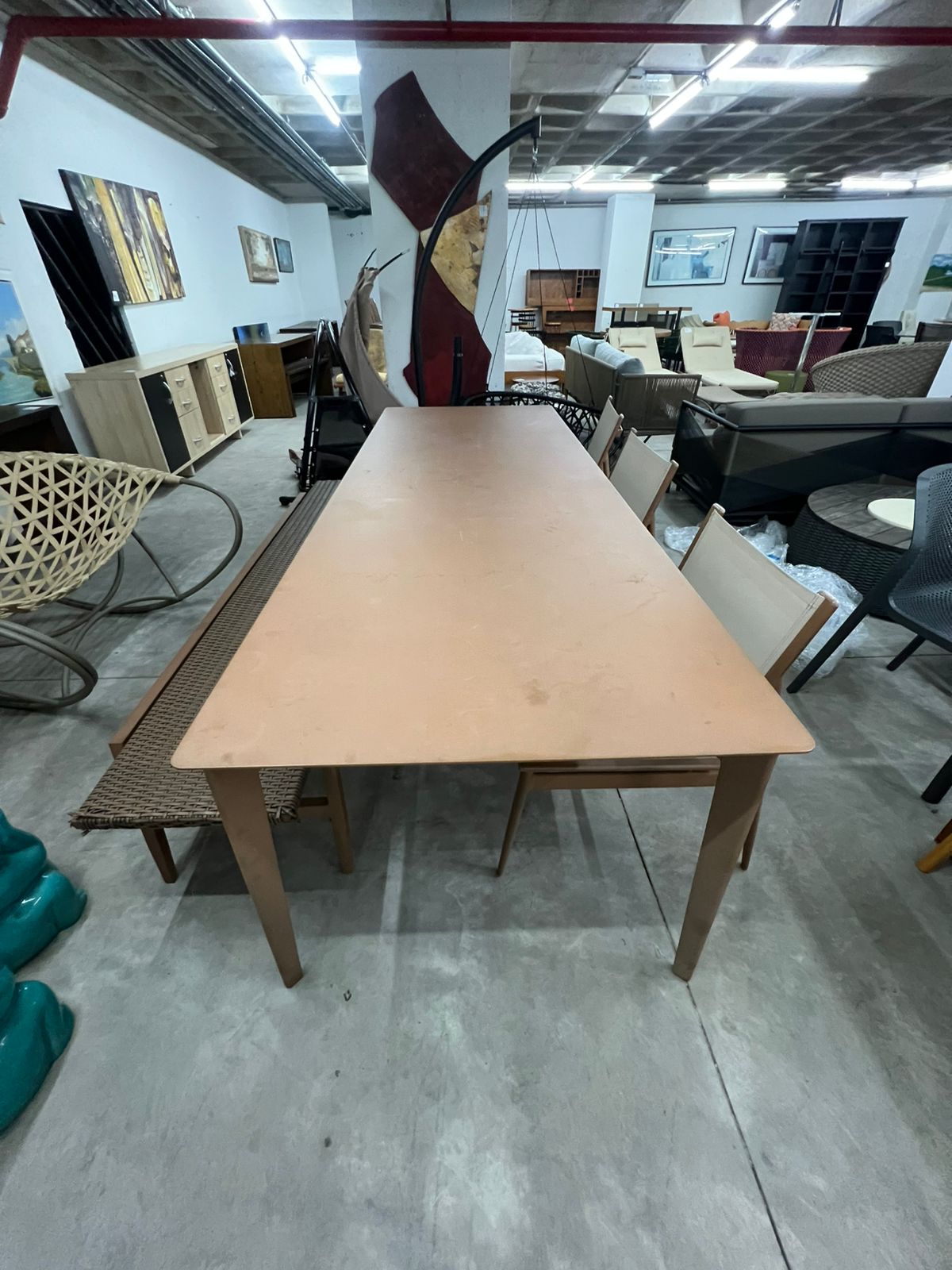 Conj. Mesa + 3 cadeiras em alumínio com pintura eletrostática + banco em alumínio Franccino