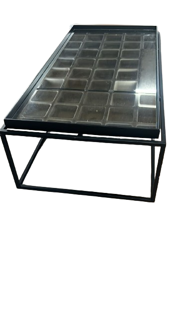 Mesa de centro preto tampo espelhado 1200