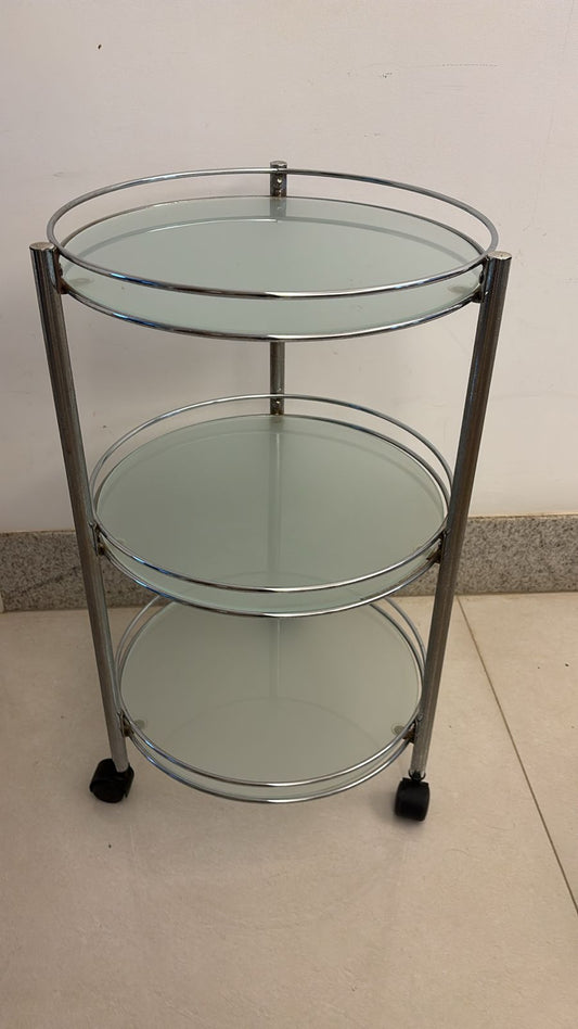 Mesa de vidro com inox lateral de 3 andares (32%)
