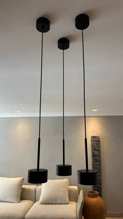 Trio de pendente/luminária preta (32%)