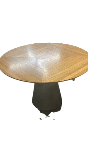 Mesa Cone Pé de Concreto e Tampo em Madeira