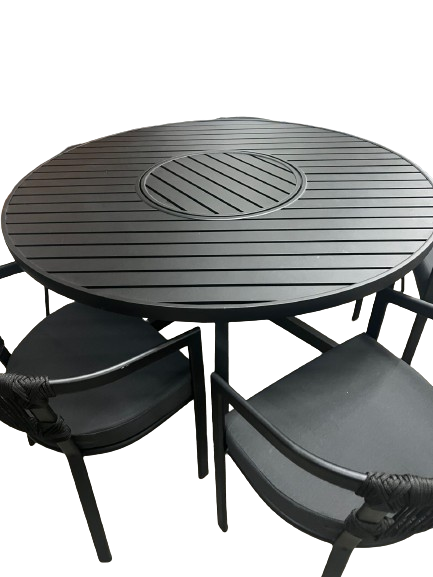 Mesa redonda area externa aluminio preta